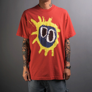 T恤 休闲红色短袖 1984英国酸性摇滚Primal Scream原始呼叫乐队美式