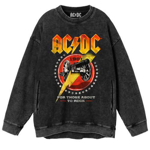 ACDC乐队蜡染做旧圆领卫衣