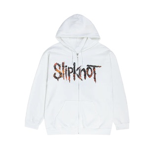 2026秋冬新款Slipknot活结乐队美式复古摇滚暗黑结印连帽拉链外套
