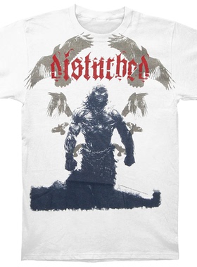 不安的Disturbed芝加哥摇滚乐团暗黑风骷髅恶魔图美式休闲短袖T恤
