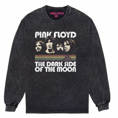 平克弗洛伊德蜡染做旧长袖T恤