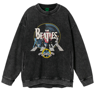 THE BEATLES披头士约翰列侬John Lennon摇滚水洗蜡染做旧圆领卫衣