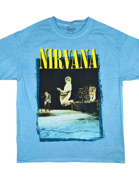 2026新款NIRVANA Kurt Cobain 涅槃乐队科本水洗复古蓝色短袖T恤