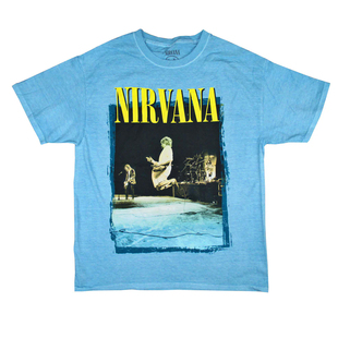 2026新款NIRVANA Kurt Cobain 涅槃乐队科本水洗复古蓝色短袖T恤