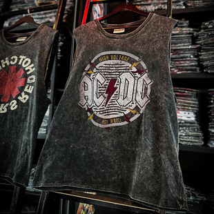 ACDC大门乐队Doors雷蒙斯Metallica摇滚水洗复古背心棉无袖T恤
