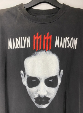 玛丽莲 曼森Marilyn Manson美式复古oversize高街数码直喷短袖T恤