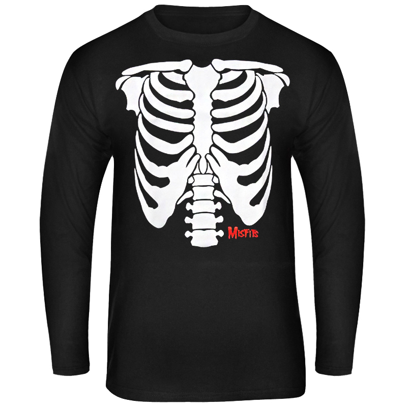 misfits乐队骷髅胸腔骨架长袖T恤