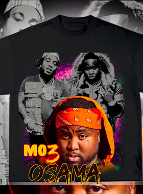 嘻哈 MO3 osama 说唱 美式复古经典小众情侣夏季男女款短袖T恤