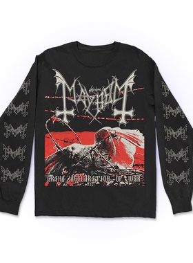 2025秋季新款Mayhem挪威乐队金属摇滚街头暗黑风男女宽松长袖T恤