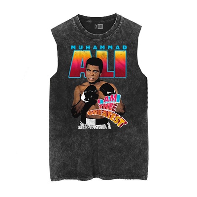 MuhammadAl无袖男士做旧蜡染T恤