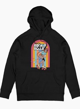 新款ROCK N ROLLA摇滚 ROLLA 美式古着宽松高街vintage连帽卫衣