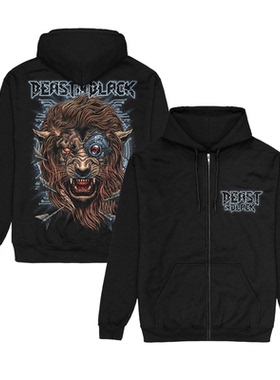 秋冬季黑色野兽Beast In Black芬兰重金属乐队连帽拉链卫衣外套男