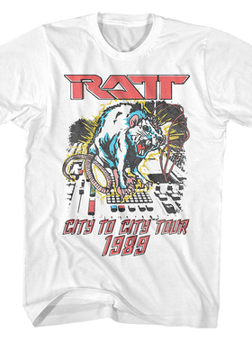 RATT摇滚乐队1983电音老鼠图案City To City Tour ’89 RattT恤