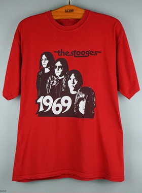 the Stooges傀儡乐队美式复古重金属摇滚音乐潮流宽松纯棉T恤短袖