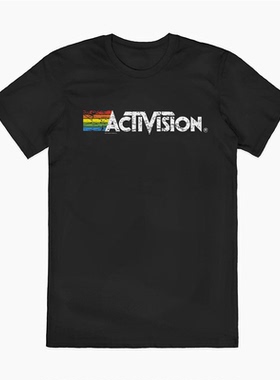 Activision Logo Distressed Activision徽标已损坏 欧美复古T恤