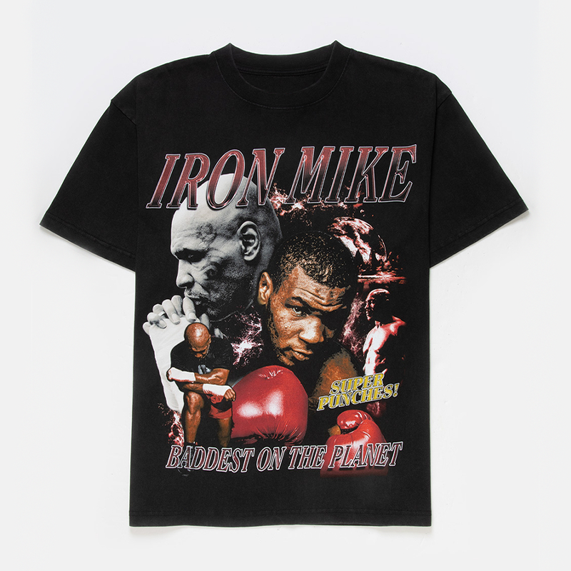 嘻哈纯棉拳王泰森街头宽松短袖