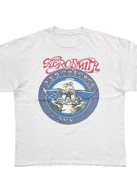 AERO FORCE ONE GINA空气力乐团AEROSMITH美式高街Logo短袖T恤男