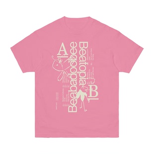 beabadoobee碧翠斯华裔歌手字母小猫粉色休闲简约短袖男女同款T恤