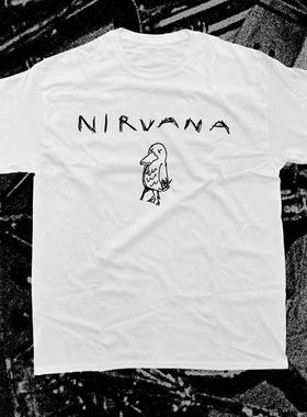 新款Nirvana涅槃乐队摇滚美式朋克高街柯本手写绘画复古短袖T恤