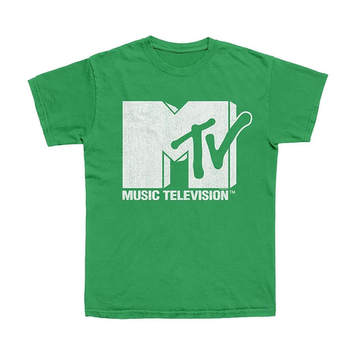 MTVLOGO音乐美式街头绿色T恤男