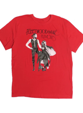 Fleetwood Mac佛利伍麦克乐队摇滚朋克高街vintage红色短袖男T恤