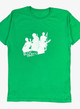 BLOC PARTY街区派对乐队英国另类摇滚高街休闲绿色纯棉短袖男T恤