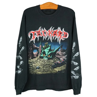 德国鞭挞金属TANKARD乐队啤酒恶魔美式复古宽松打底衫男士长袖T恤