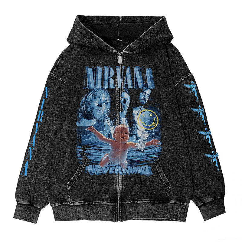 Nirvana涅槃乐队水洗拉链外套男