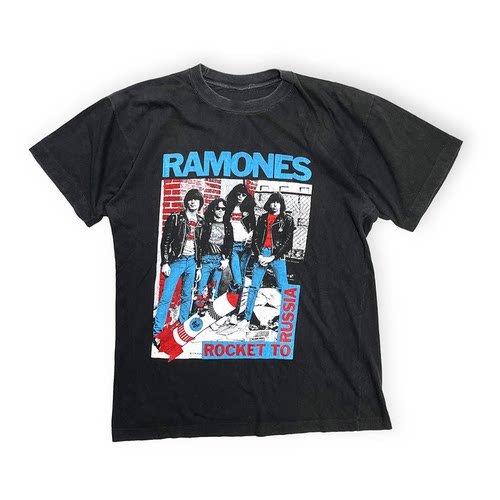 Ramones蒙雷斯乐队摇滚风美式T恤