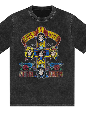 Guns N' Roses 枪花乐队摇滚Tour 1988男士美式复古水洗做旧短T恤
