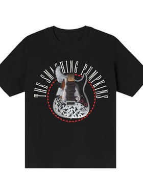 Smashing Pumpkins碎南瓜乐队 摇滚朋克音乐纯棉宽松直喷短袖T恤