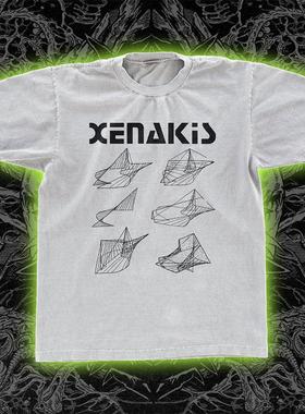 Xenakis泽纳基斯乐队作品音乐美式线条简约百搭直喷男女款短袖T恤