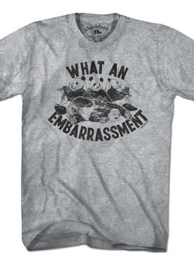 What An Embarrassment多尴尬啊美式复古经典熊猫印花宽松短袖T恤
