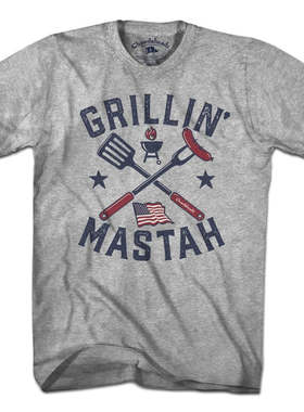 Grillin Mastah烤架Mastah 美式复古经典男女款夏季宽松短袖T恤