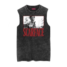 Scarface疤面煞星 帕西诺Al Pacino电影做旧水洗复古蜡染无袖T恤