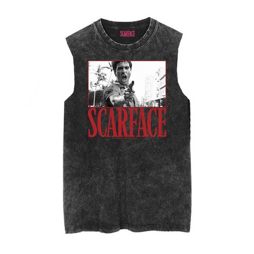 Scarface无袖复古男士蜡染T恤