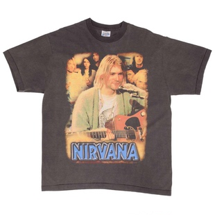 NIRVANA KURT COBAIN T SHIRT涅槃乐队1993水洗做旧复古短袖T恤