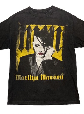 玛丽莲 曼森Marilyn Manson抽象美式复古oversize高街夏季短袖T恤