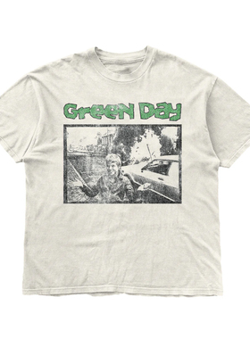 Green Day绿日乐队摇滚朋克美式街头oversize纯棉直喷短袖男女T恤