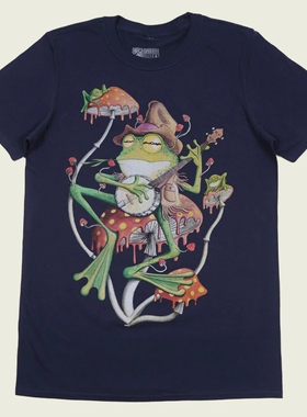 欧美风FOLK FROG 民间青蛙 美式复古简约经典印花男女款短袖T恤