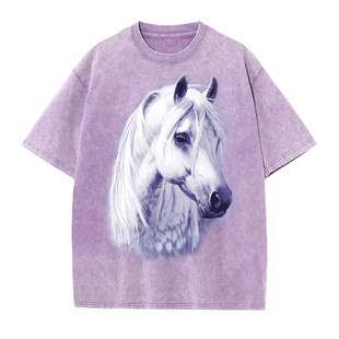 2026年新年礼物中国风贺岁马年生肖马水洗复古做旧宽松短袖T恤