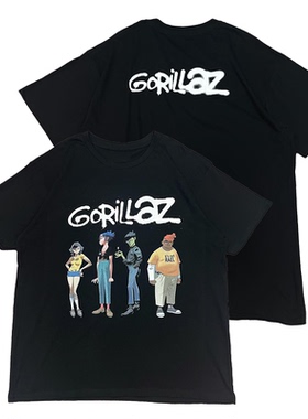 英国虚拟乐队Gorillaz街头顽童 美式复古oversize高街vintageT恤