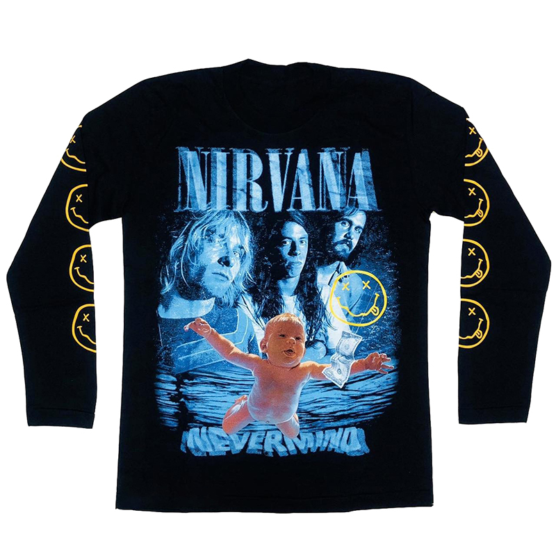 Nirvana涅槃乐队摇滚笑脸长袖T恤