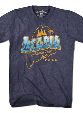 Acadia National Park阿卡迪亚国家公园 美式复古黄石公园短袖T恤