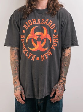 Biohazard生化危机乐队摇滚朋克美式高街复古宽松直喷男女T恤短袖