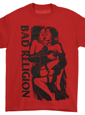 夏季1980bad religion乐队PUNK硬核朋克红色美式复古摇滚短袖T恤