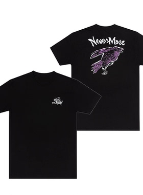 Nevermore Raven不再说黑乌鸦双面直喷 文学系列 美式休闲短袖T恤