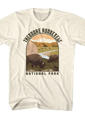 1929National Parks 美国黄石国家公园 自然风景动物植物男短T恤
