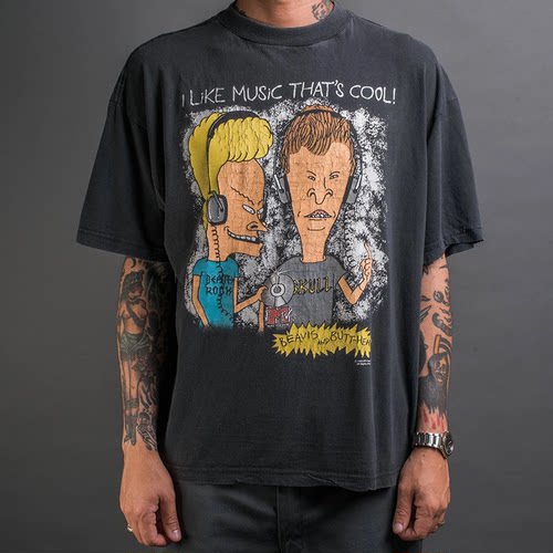 瘪四与大头蛋卡通高街宽松短袖男