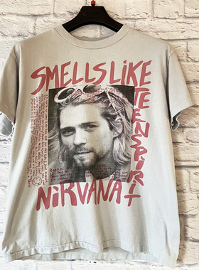 Nirvana涅槃乐队Cobain柯本Vintage美式复古高街oversize短袖T恤